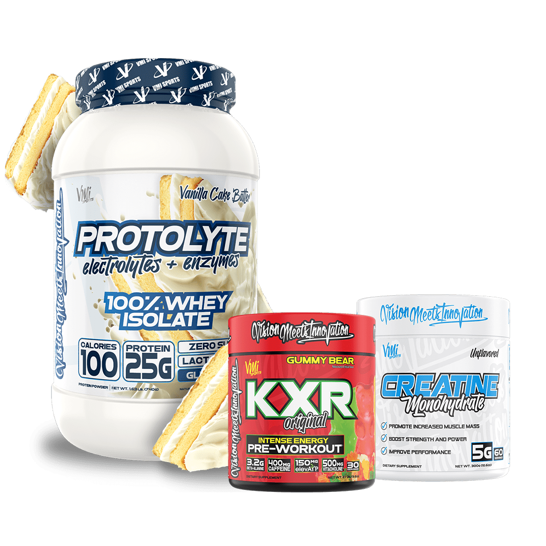 VMI Sports K-XR® Miami Vice / ProtoLyte® 1.6lb Chocolate Fudge Cookie / 300g Huge Fat Loser Stack-KXR Pre-workout, ProtoLyte 100% Whey Isolate, and Creatine
