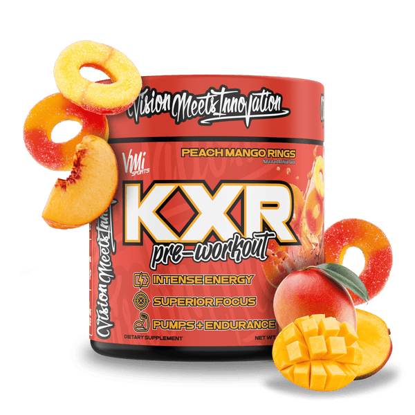 www.vmisports.com Pre workout Peach Mango Rings KXR® Pre Workout 30 serving