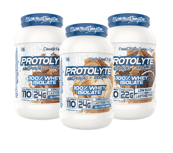 www.vmisports.com Protein ProtoLyte® Peanut Butter Stack: Vanilla Peanut Butter, Chocolate Peanut Butter, & Peanut Butter Cookies & Cream